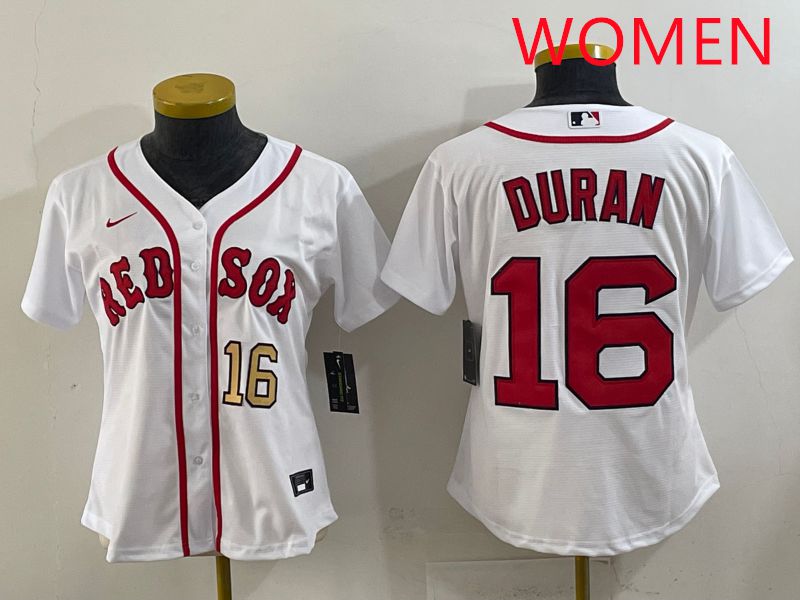 Women 2025 Boston Red Sox #16 Duran White Game Nike MLB Jersey style 3